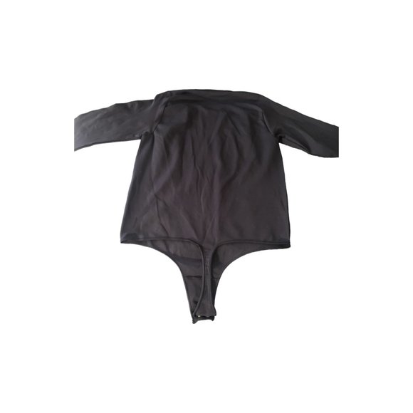 CT2105 Skims NWOT Essential Scoop Neck Bodysuit Long Sleeve Thong Dark Gray - Picture 4 of 6